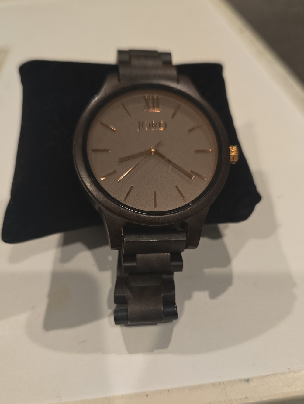 Men's Dark Wood Watch with Gold Accents